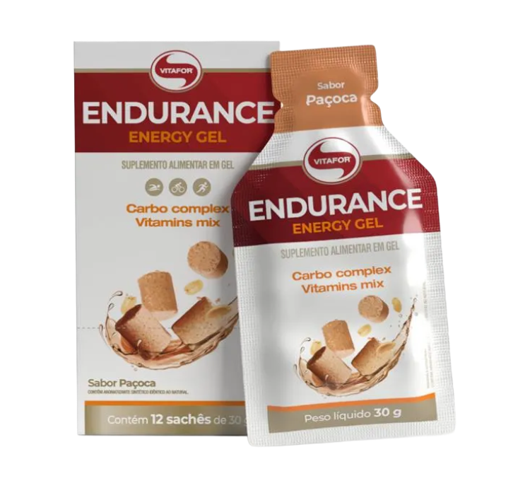 Endurance Energy Gel Sabor Paçoca 12 Sachês 30g Vitafor