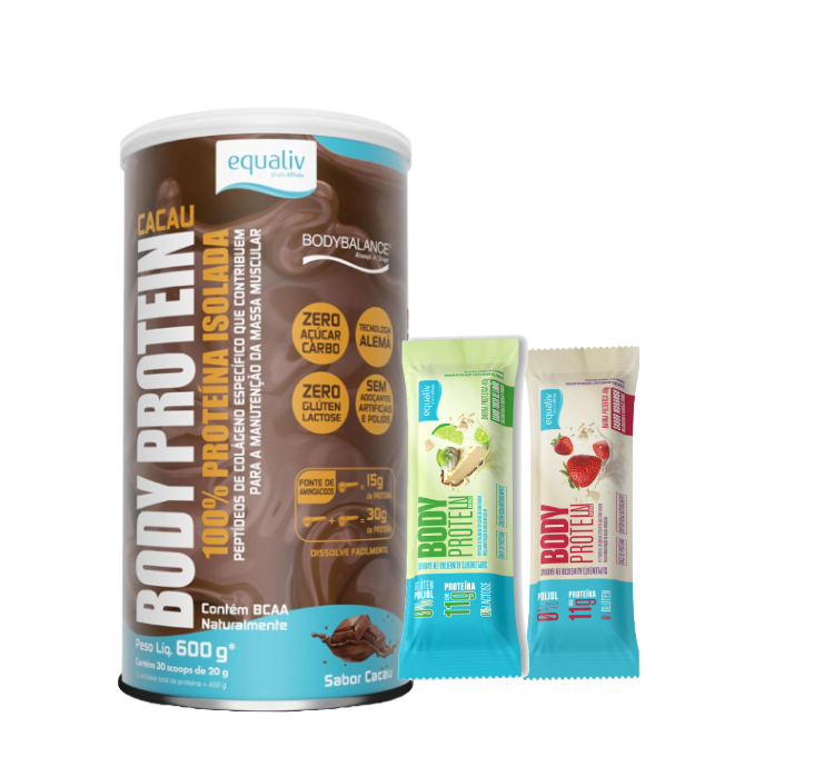 Body Protein Cacau 600g + 2 Barrinhas (Sabores Diversos) Equaliv