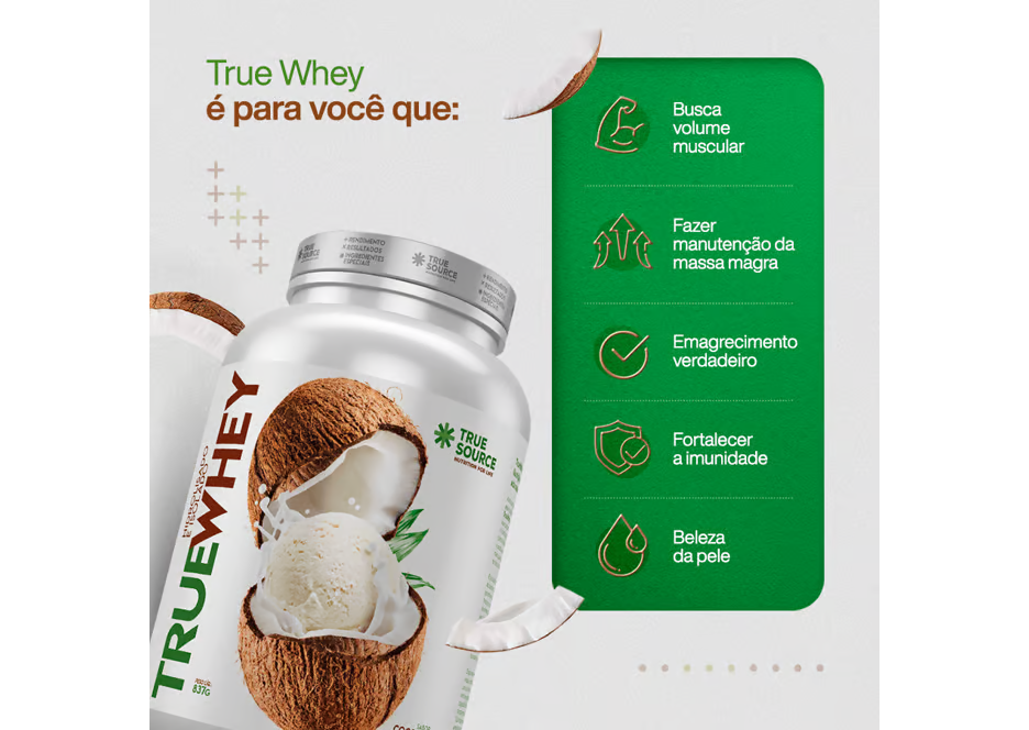 TrueWhey Coconut Ice cream 418g 2 Sachês (Sabores Diversos) True Source - Image 3