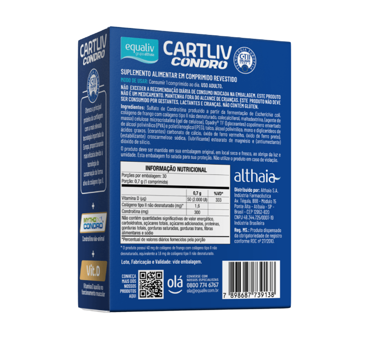 Cartliv Condro Colágeno Tipo II 30 Cápsulas Equaliv - Image 2