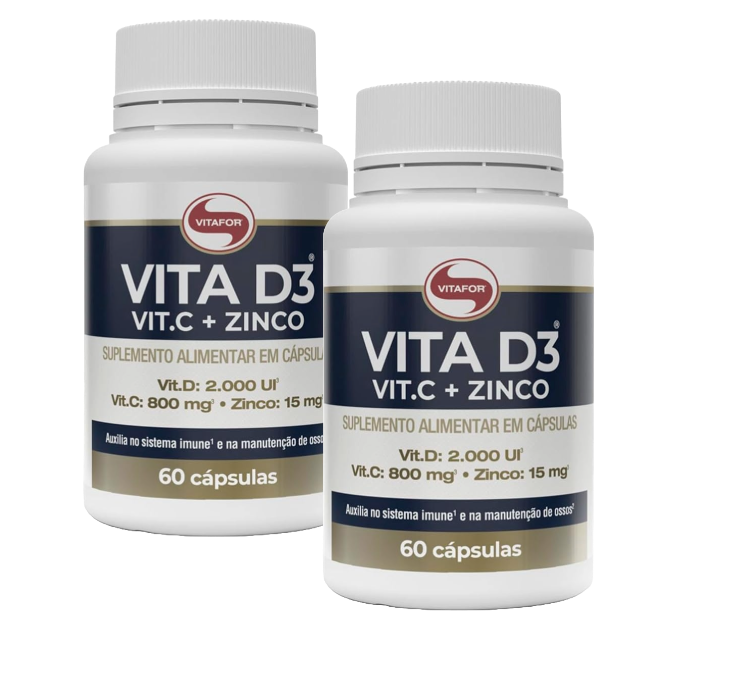 Kit 2 Vita D3 Vit C + Zinco 60 Cáps Vitafor