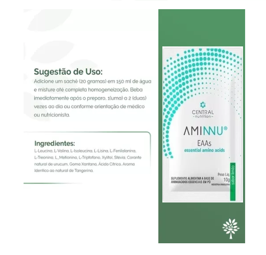 Aminnu EAAS 30 Sachês de 10g Limão 300g Central Nutrition - Image 3