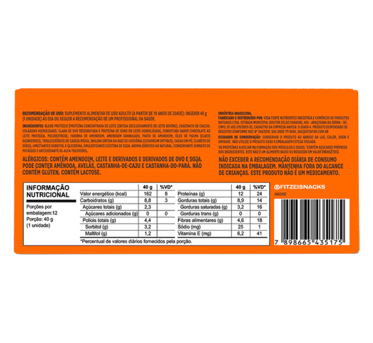 Fitzei Bar Paçoca Cx 12 Uni de 40g Vitafor - Image 2