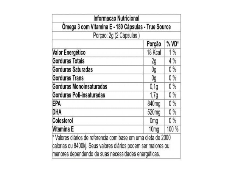 True Ômega 3 1000Mg Selo IFOS True Source 180 Caps - Image 2