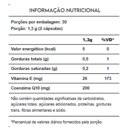 Coenzima Q10+ 200mg na porção 60 Cápsulas Puravida - Image 2