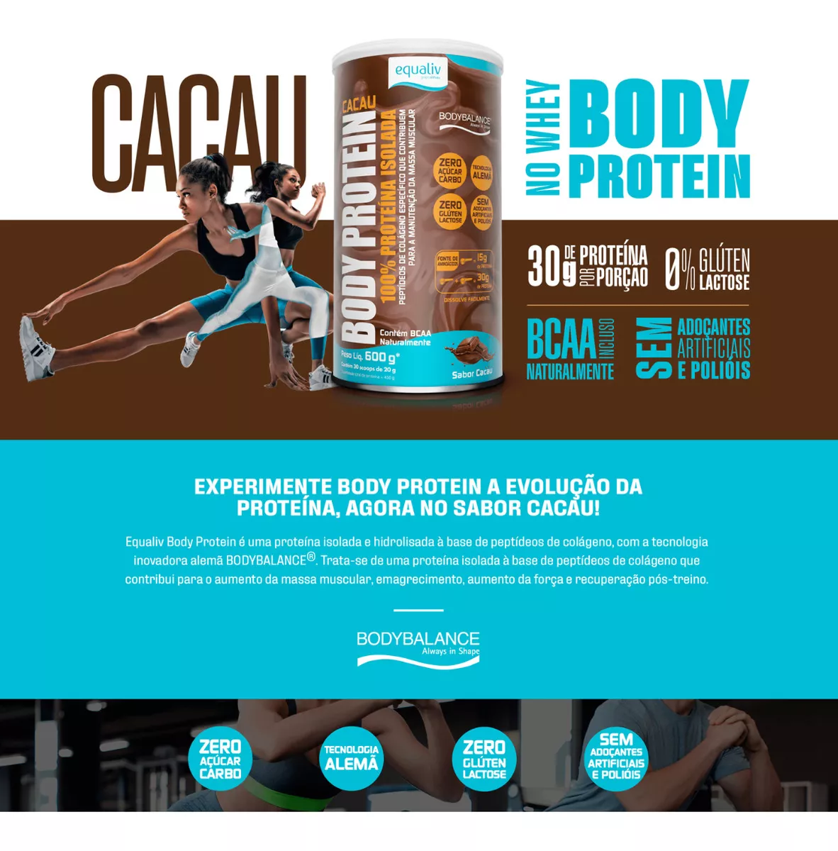 Body Protein Cacau 600g + 2 Barrinhas (Sabores Diversos) Equaliv - Image 4