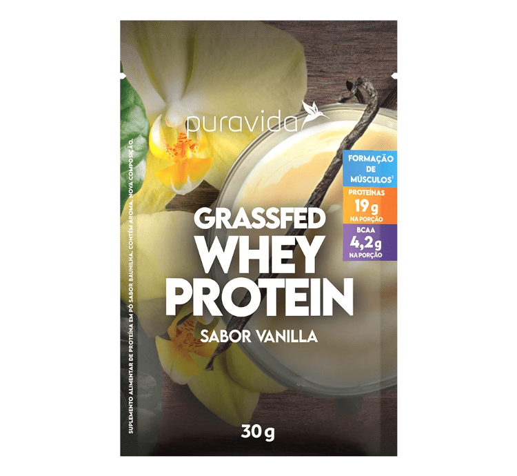 Grassfed Whey Protein Vanilla Do Tahiti 15 Sachês de 30g Puravida - Image 3