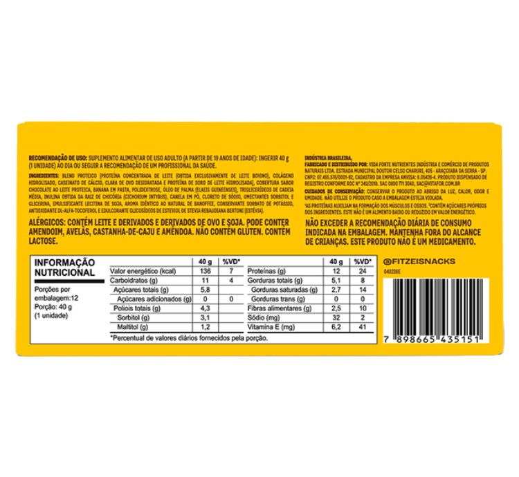 Fitzei Bar Banoffee Cx 12 Uni de 40g Vitafor - Image 2