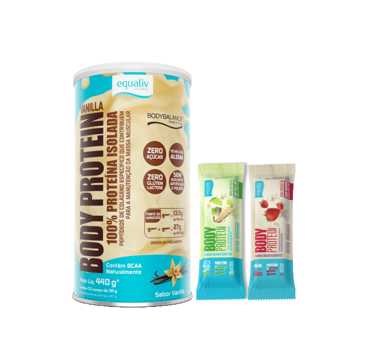Body Protein Vanilla 440g + 2 Barrinhas (Sabores Diversos) Equaliv