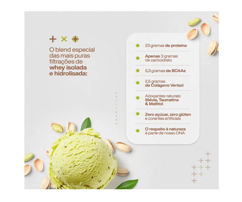 TrueWhey Hidrolisado e Isolado Pistachio Ice Cream 10 Sachês 32g True Source - Image 2