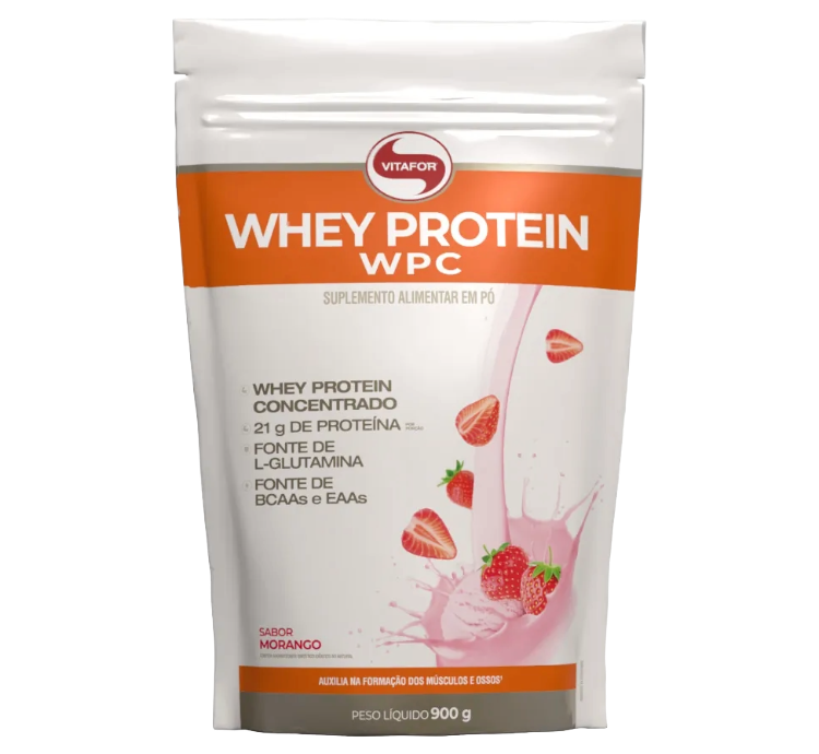 Whey Protein WPC Morango 900g Vitafor