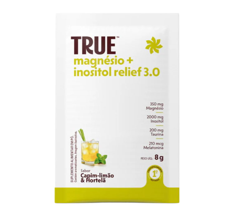 Magnesio+ Inositol Relief 3.0 Capim Limão, Hortelã e Erva Doce Com Melatonina 30 Sachês True - Image 2