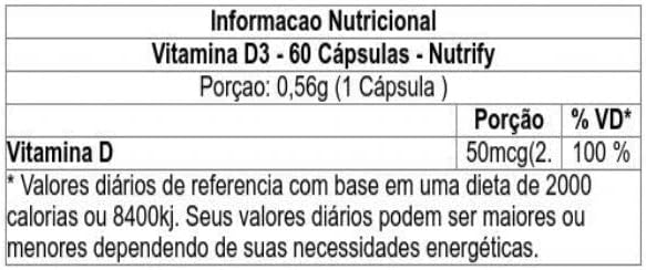 Vitamina D3 2000UI - 60 Cápsulas Nutrify - Image 2