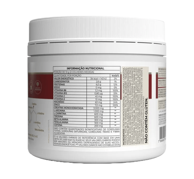 V-Fort Intenso Pré Treino Sabor Frutas Vermelhas 240g Vitafor - Image 4