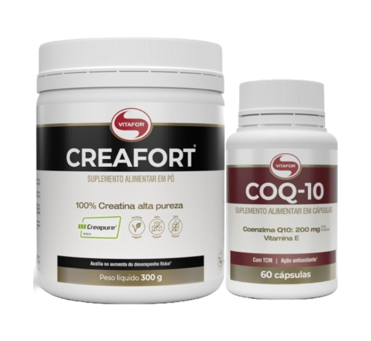 Kit Creafort Creatina 300g + Coenzima Q10 200mg 60 cáps Vitafor
