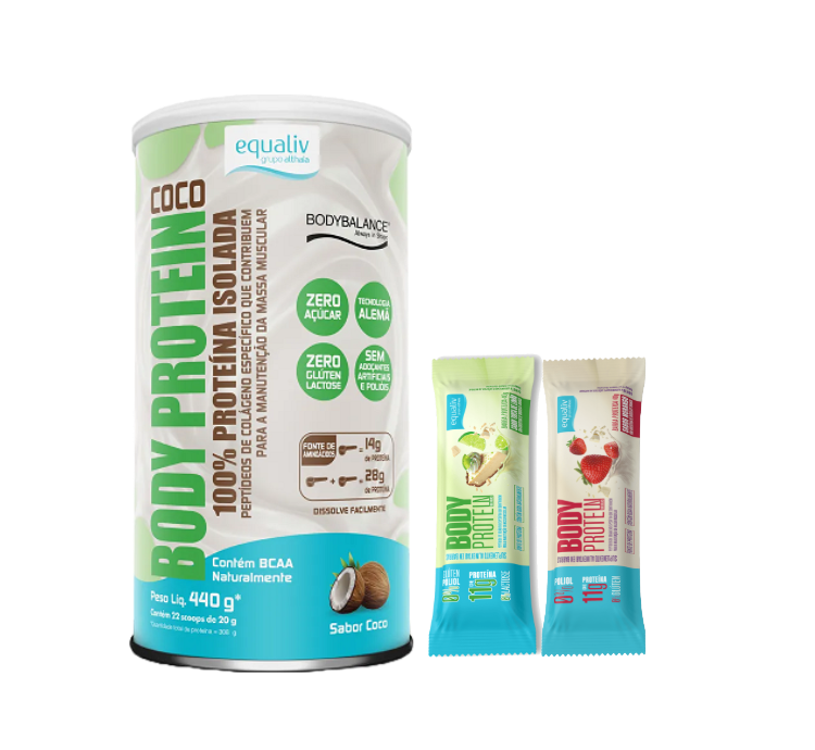Body Protein Coco 440g + 2 Barrinhas (Sabores Diversos) Equaliv