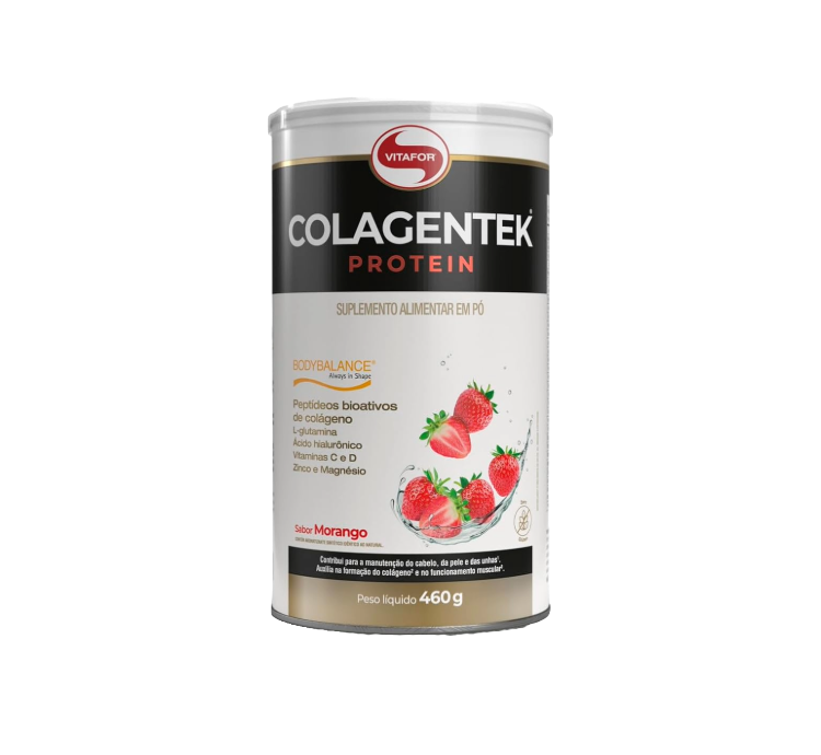 Kit 3 Colagentek Protein Sabor Morango 460g Vitafor - Image 2