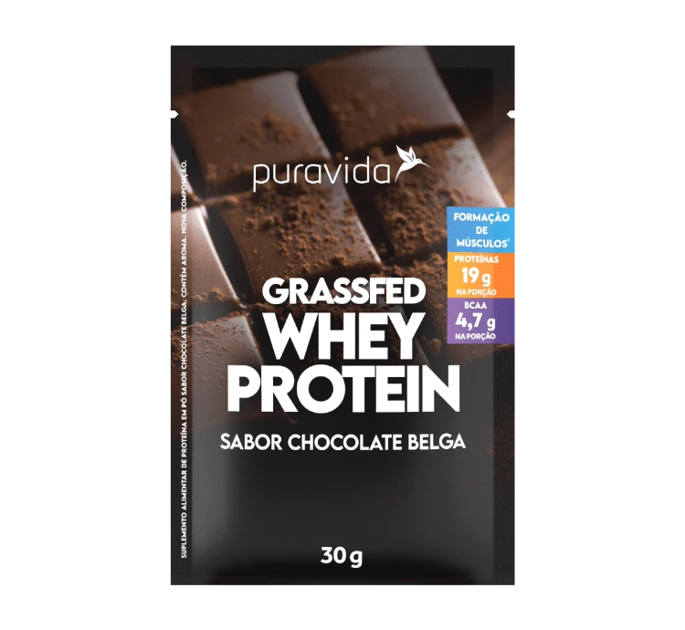 Grassfed Whey Protein Chocolate Belga Puravida 1UNI Sachê 30G Puravida