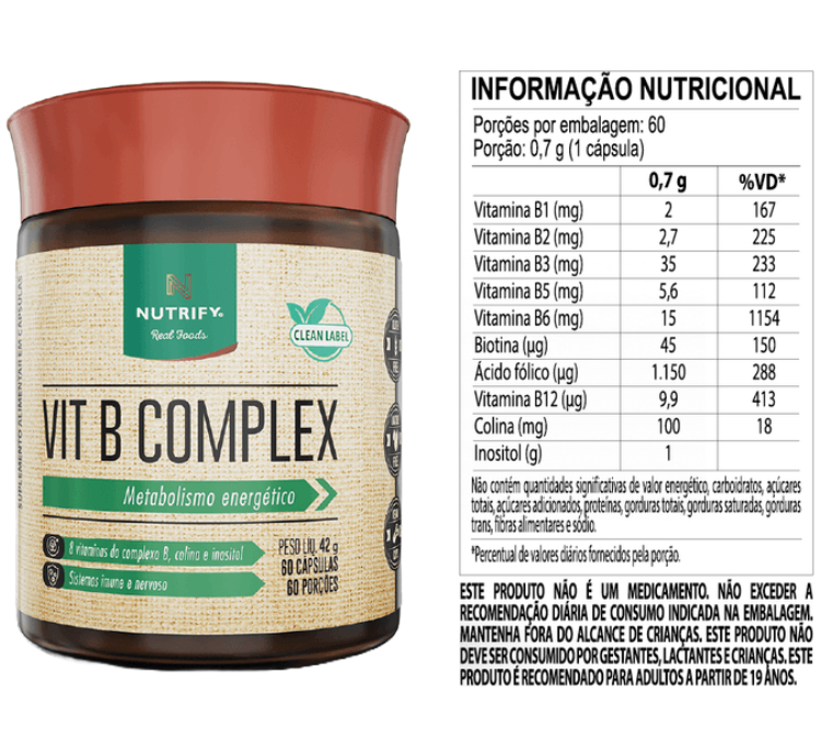 Vitamina B Complex 60 Cáps Nutrify - Image 3