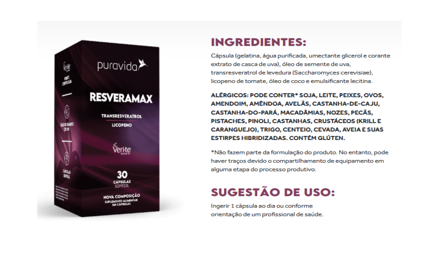 Resveramax 30 Cápsulas Puravida - Image 2