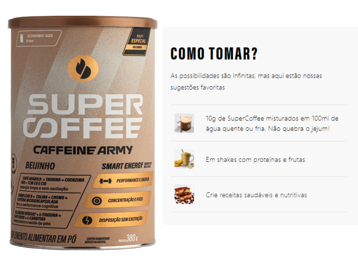 SuperCoffee 3.0 Beijinho 380G + 2 Sachês (Sabores Diversos) Caffeine Army - Image 4
