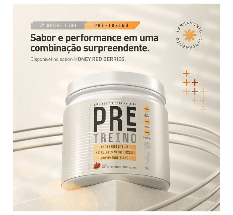 True Pré Treino Honey Red Berries 390g True Source - Image 2