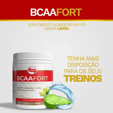 BCAA Fort Sabor Limão 210g Vitafor - Image 3