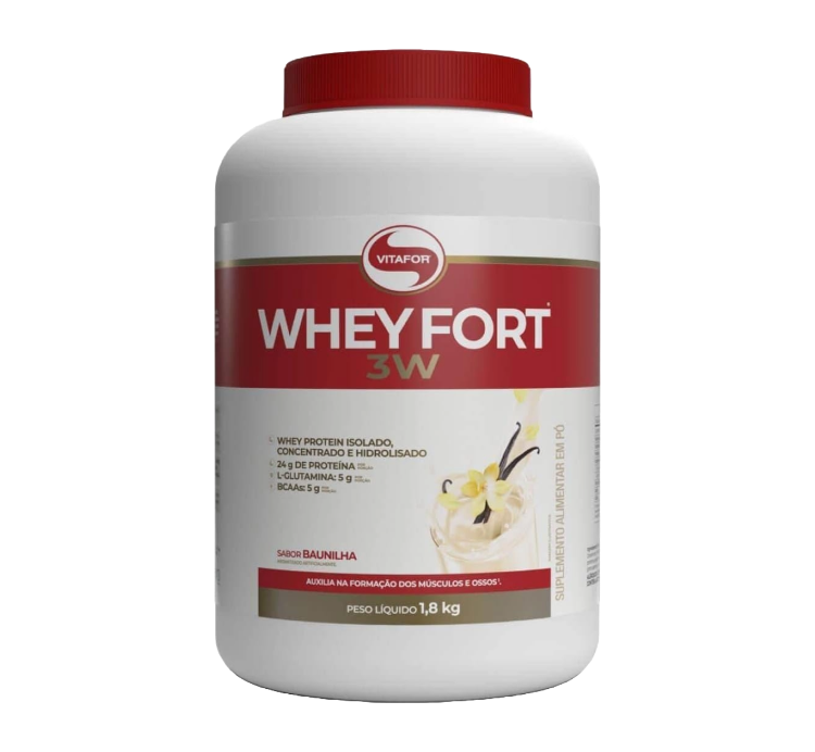 Whey Fort 3W Sabor Baunilha 1800g Vitafor