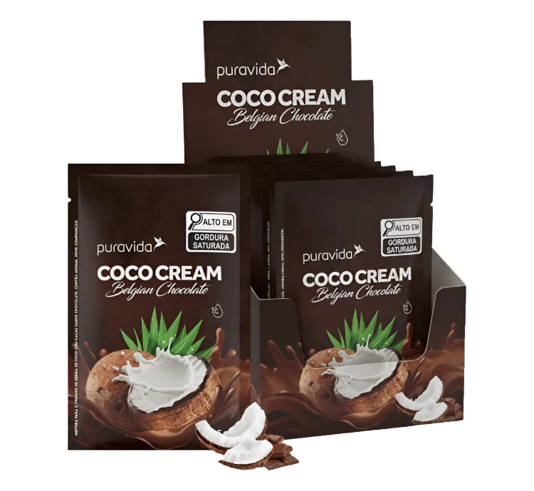 Coco Cream Chocolate Belga 10 Sachês 25g Puravida