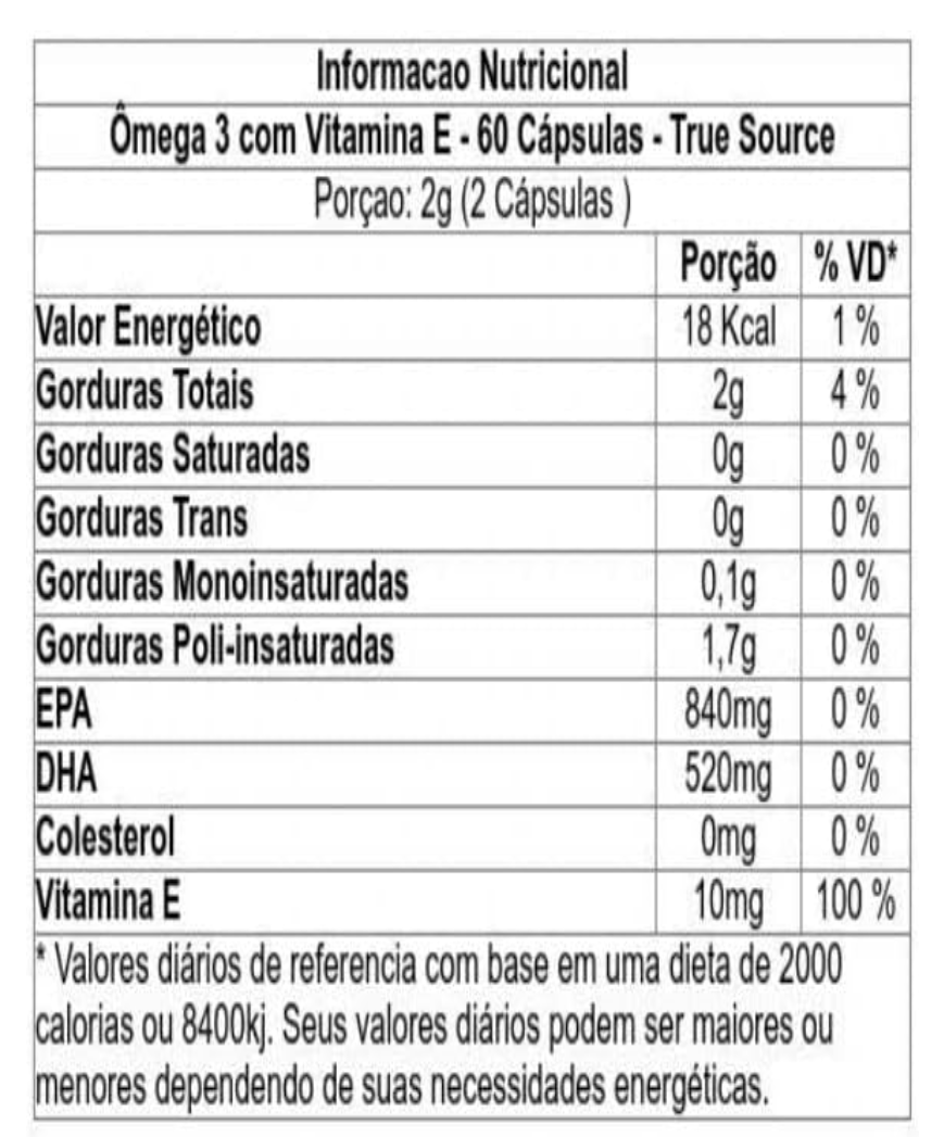 True Ômega 3 1000Mg Selo IFOS True Source 60 Caps - Image 3
