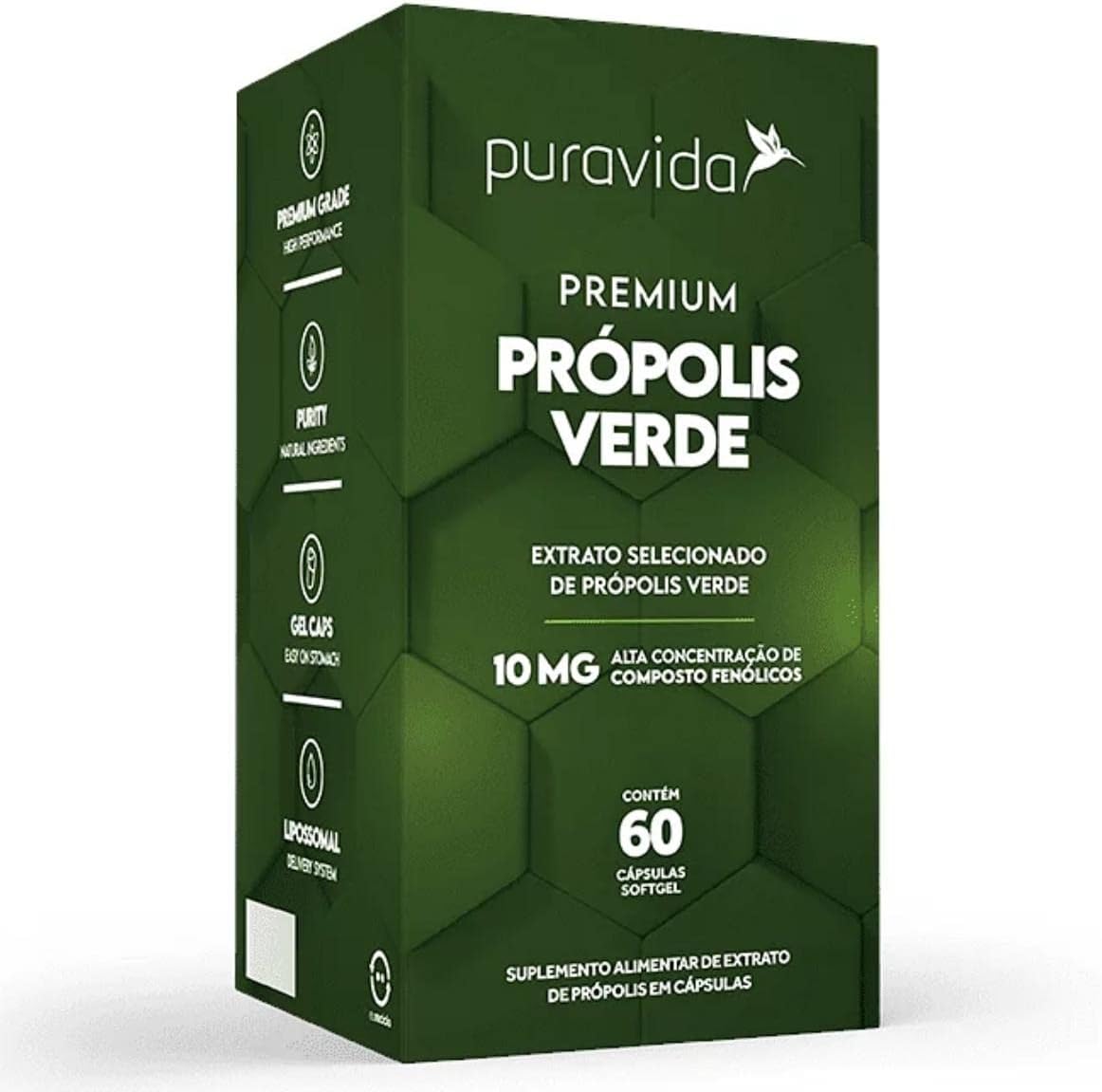 Própolis Verde 60 Cápsulas Softgel Puravida