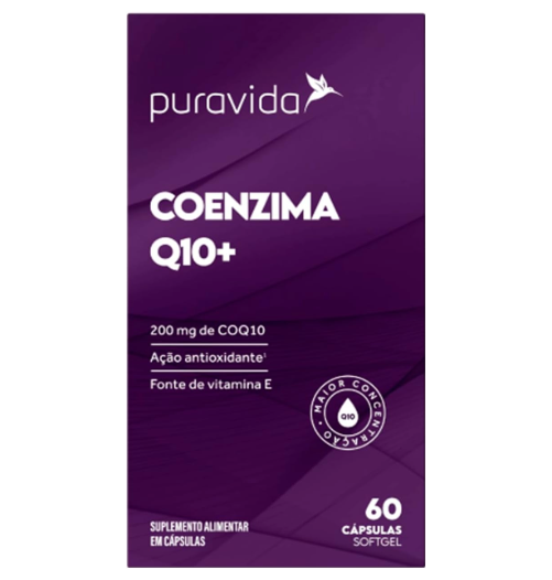 Coenzima Q10+ 200mg na porção 60 Cápsulas Puravida - Image 3