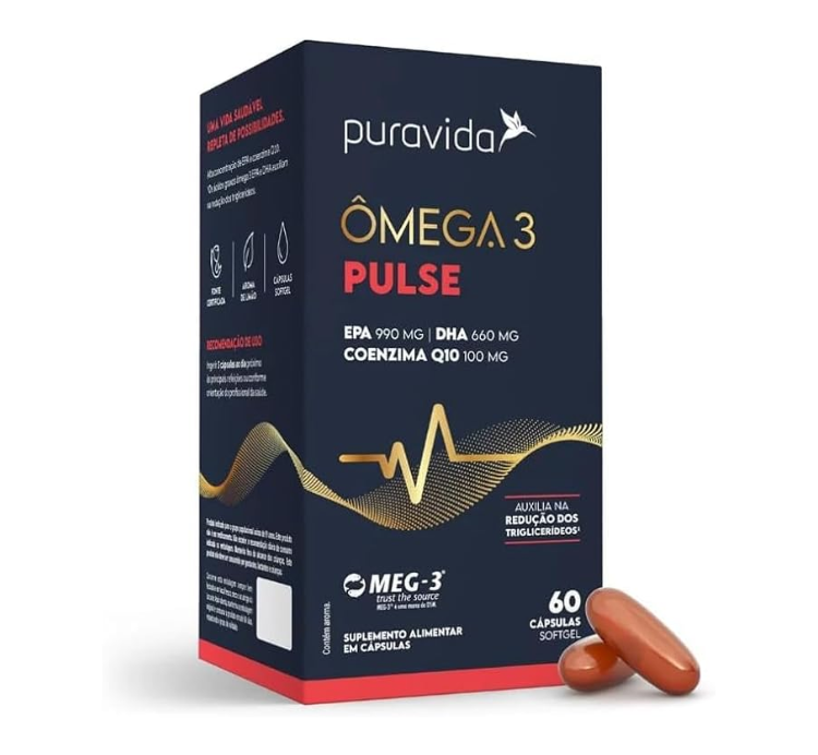 Omega 3 Pulse + CoenzimaQ10 - 60 Cápsulas Puravida