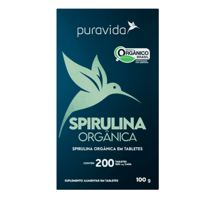 Spirulina Orgânica 200 Tabletes Puravida