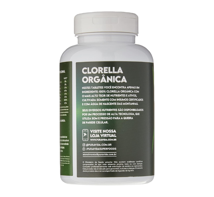 Clorella Orgânica 200 Tabletes 500mg Puravida - Image 3