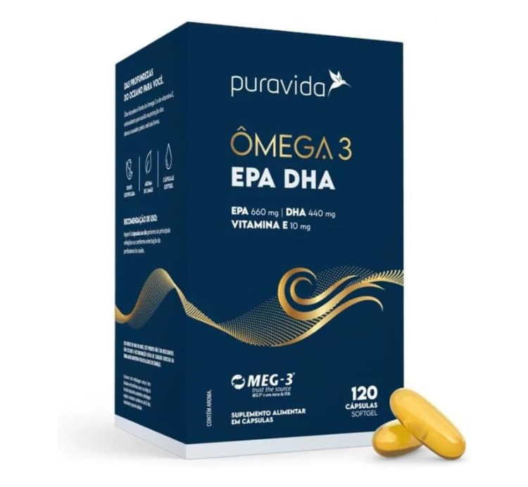 Ômega 3 + Vit.E - 120 Cápsulas Puravida