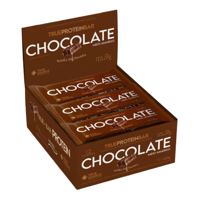 TrueProteinBar Chocolate Meio Amargo- Barra Tâmara 12uni