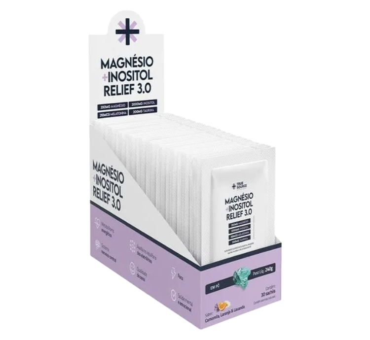 Magnesio+ Inositol Relief 3.0 Camomila, Laranja e Lavanda 30 Sachês True Source