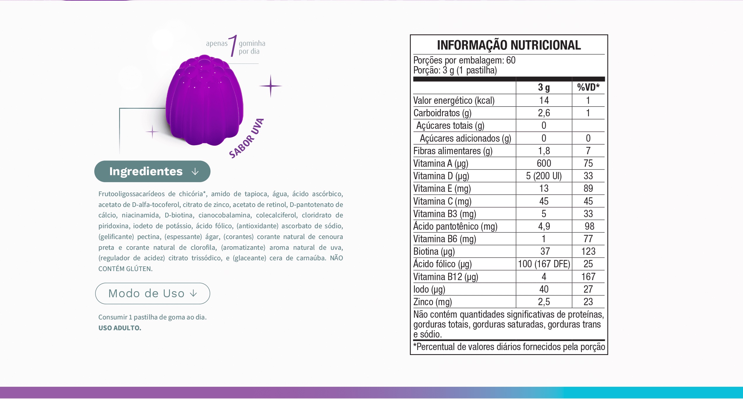 Gummy Cabelos e Unhas 60 Gomas Equaliv - Image 2