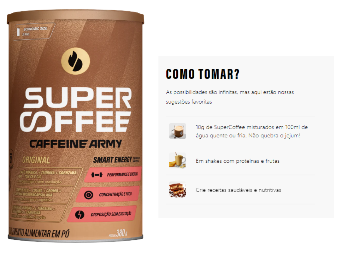 SuperCoffee 3.0 Original 380G + 2 Sachês (Sabores Diversos) Caffeine Army - Image 3