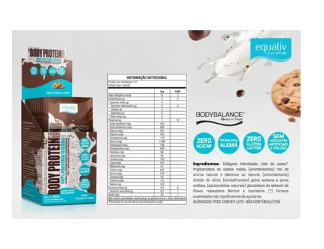 Body Protein Cookies e Cream Saches 10 saches de 18g Equaliv - Image 4