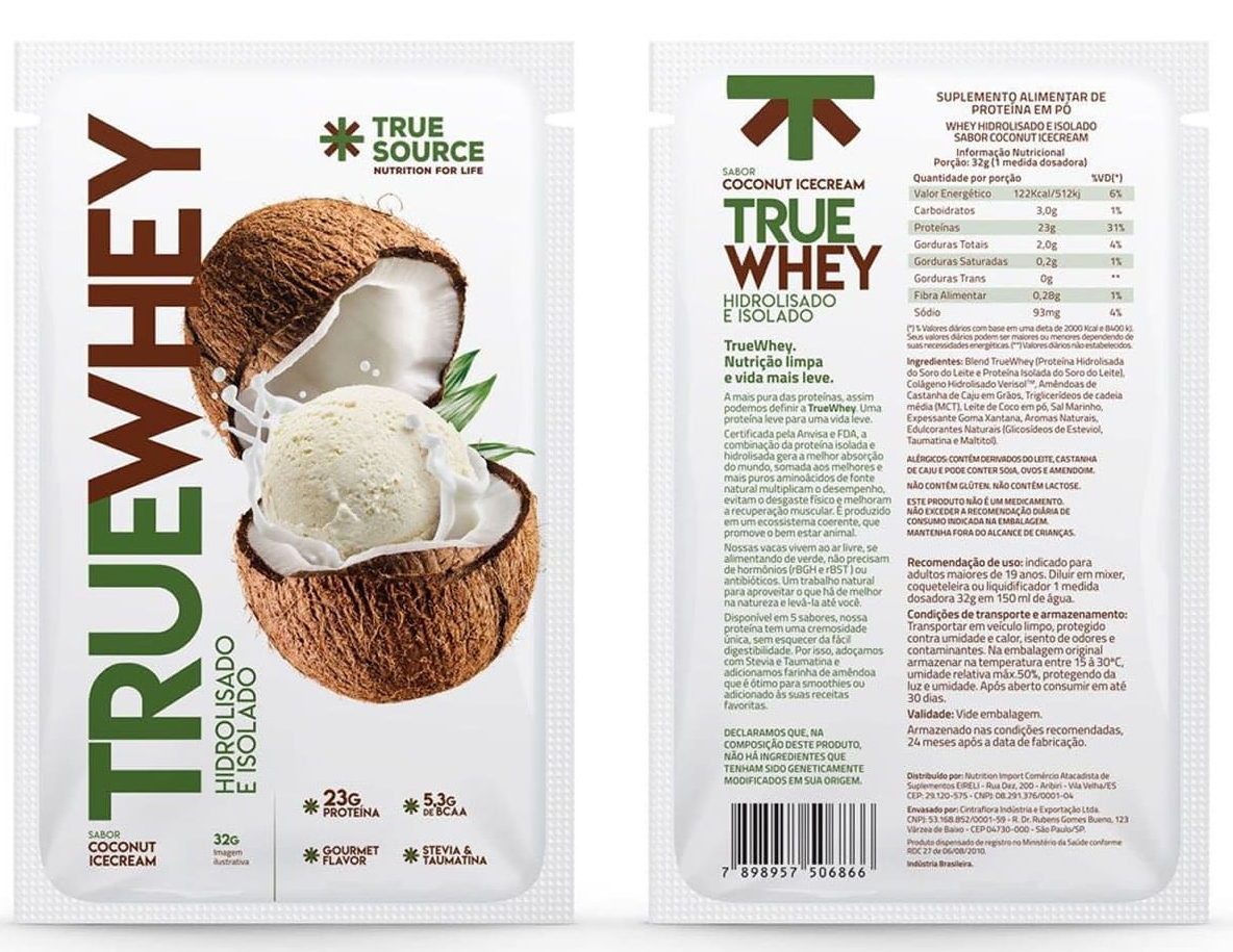 TrueWhey Hidrolisado e Isolado Coconut Ice Cream10 Sachês 32g True Source - Image 3