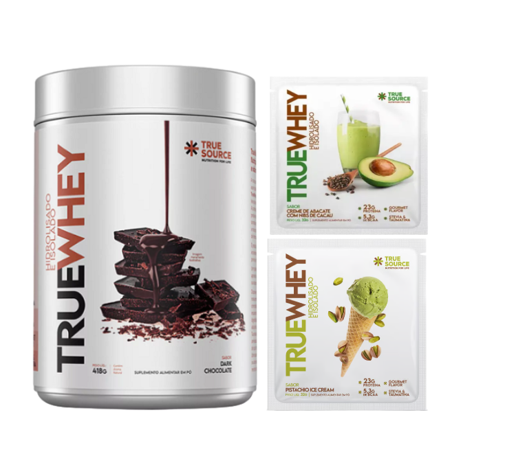 TrueWhey Dark Chocolate 418g + 2 Sachês (Sabores Diversos) True Source