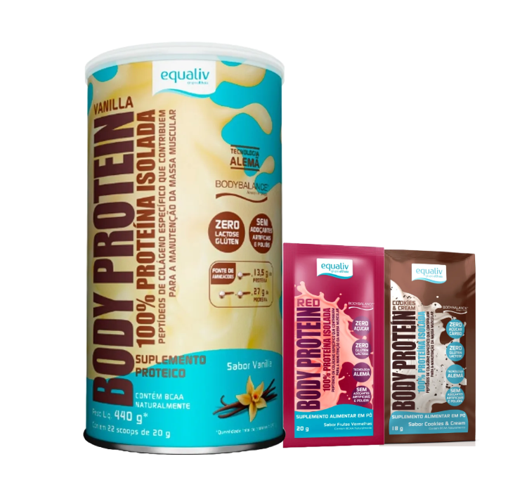 Body Protein Vanilla 440g+ 2 Sachês (Sabores Diversos) Equaliv