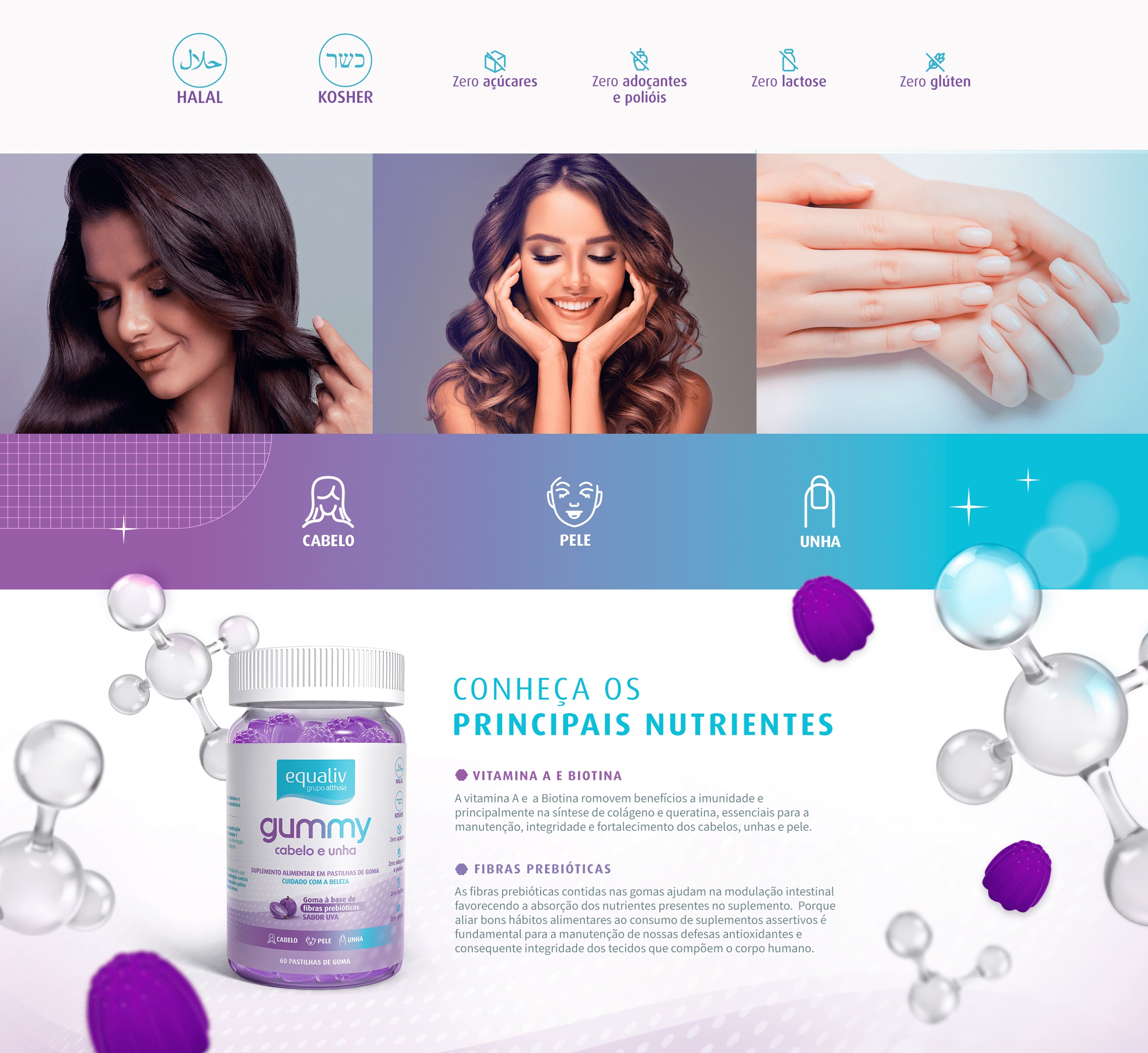 Gummy Cabelos e Unhas 60 Gomas Equaliv - Image 4