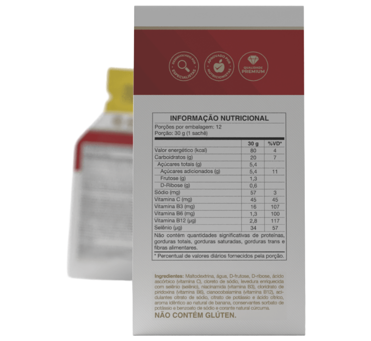 Endurance Energy Gel Sabor Banana 12 Sachês 30g Vitafor - Image 2
