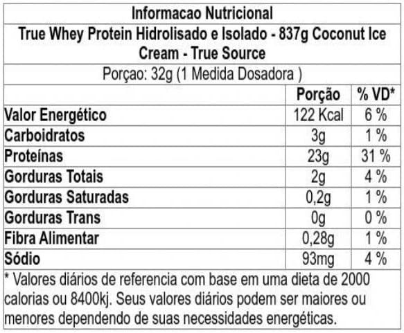 TrueWhey Coconut Ice cream 837g + 2 Sachês (Sabores Diversos) True Source - Image 3