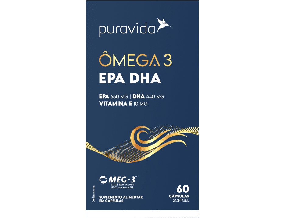 Ômega 3 Epa Dha + Vitamina E 10mg 60 Caps Puravida