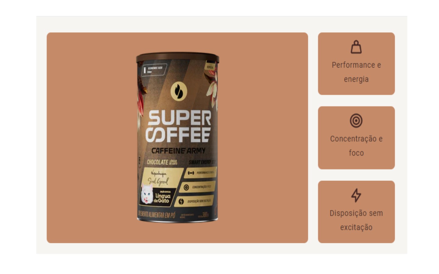 SuperCoffee Lingua de Gato 380G+ 2 Sachês (Sabores Diversos) Caffeine Army - Image 3