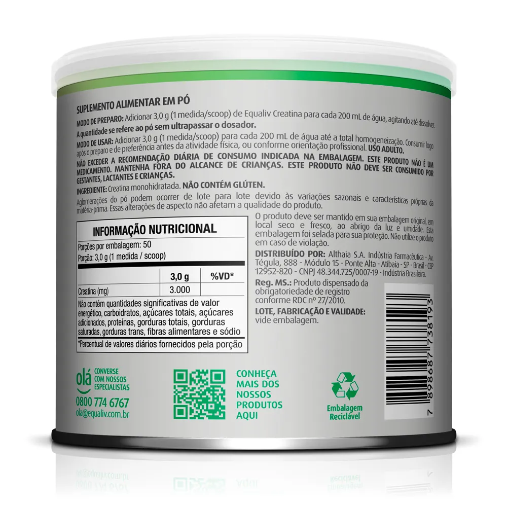 Creatina Monohidratada 150g Equaliv - Image 2